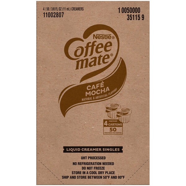 Coffee Mate Coffee-Mate Cafe Mocha Single Serve Liquid Creamer .375 oz. Cup, PK200 - 10050000351159
