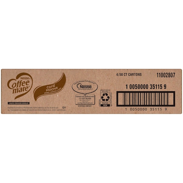 Coffee Mate Coffee-Mate Cafe Mocha Single Serve Liquid Creamer .375 oz. Cup, PK200 - 10050000351159