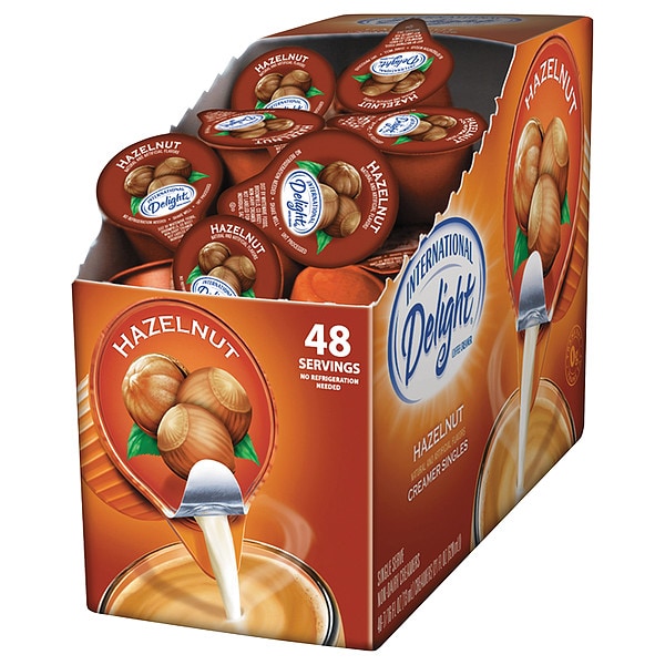 International Delight Flavored Liquid Non-Dairy Coffee Creamer, Hazelnut, 0.44 oz Mini Cups, PK48 - 02283