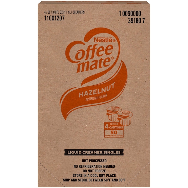 Coffee Mate Coffee-Mate Hazelnut Single Serve Liquid Creamer .375 oz. Cup, PK200 - 10050000351807