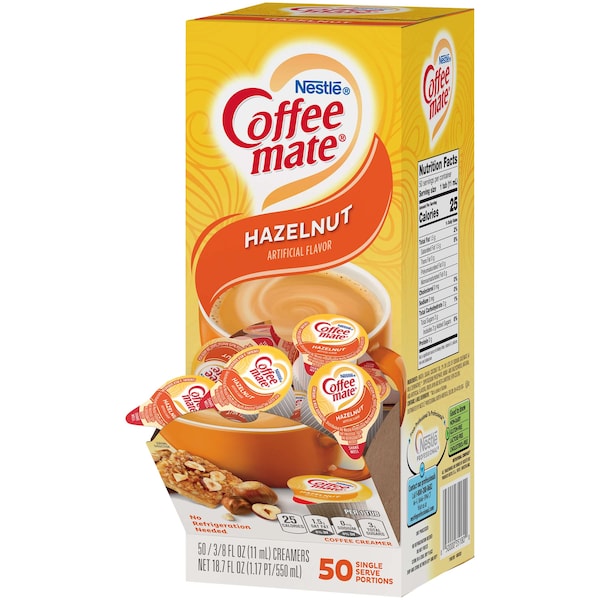 Coffee Mate Coffee-Mate Hazelnut Single Serve Liquid Creamer .375 oz. Cup, PK200 - 10050000351807