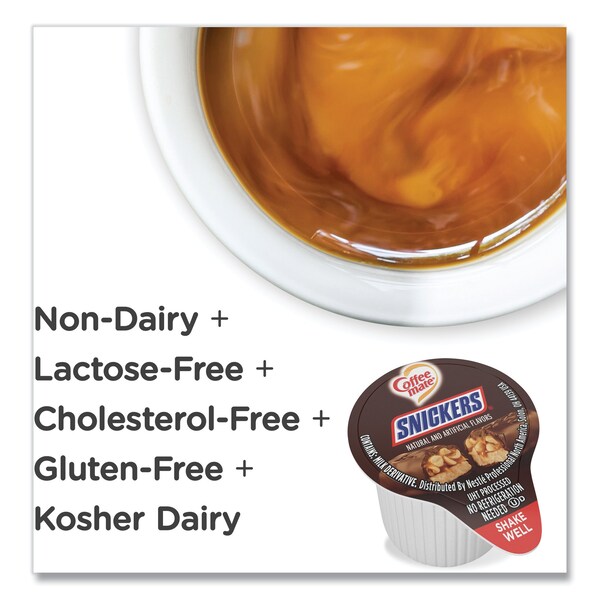 Coffee Mate Liquid Coffee Creamer, Snickers, 0.38 oz Mini Cups, PK50 PK - 61425