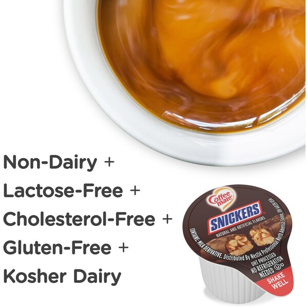 Coffee Mate Liquid Coffee Creamer, Snickers, 0.38 oz Mini Cups, PK50 PK - 61425