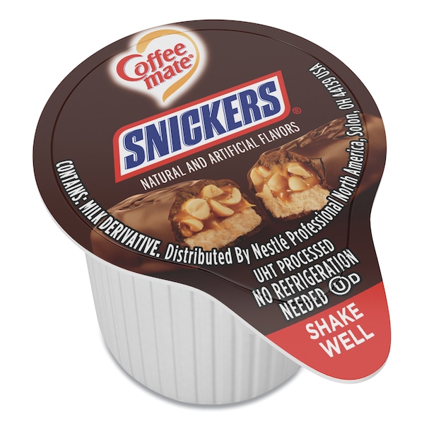 Coffee Mate Liquid Coffee Creamer, Snickers, 0.38 oz Mini Cups, PK50 PK - 61425
