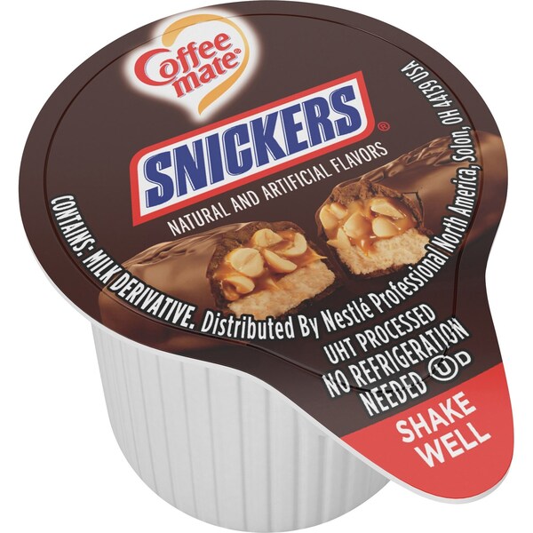 Coffee Mate Liquid Coffee Creamer, Snickers, 0.38 oz Mini Cups, PK50 PK - 61425