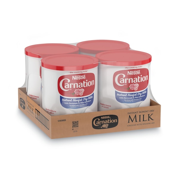 Carnation Instant Nonfat Dry Milk, Unsweetened, 22.75 oz Canister, PK4 - 12428935