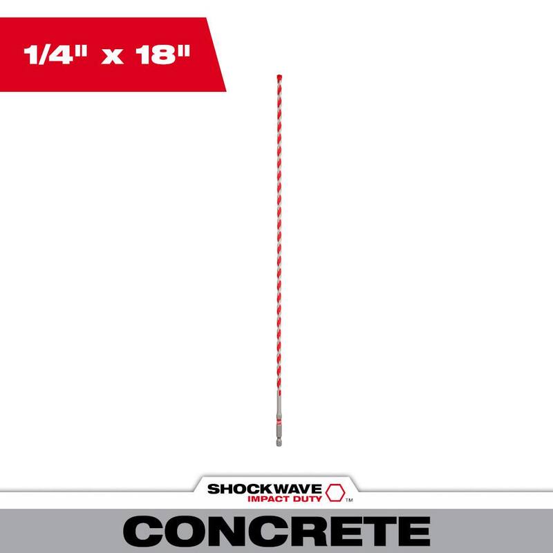 Broca para martillo SDS-Plus SHOCKWAVE de carburo de 1/4 pulg. x 16 pulg. x 18 pulg. de Milwaukee - 48-20-9013