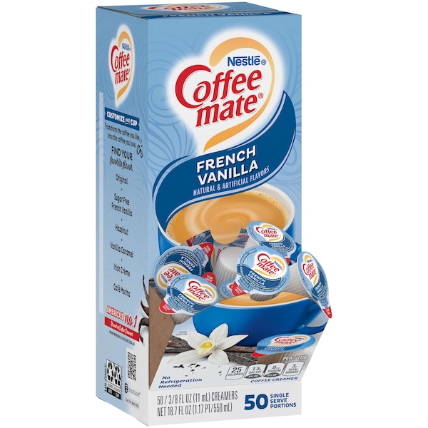 Coffee Mate French Vanilla Single Serve Liquid Creamer .375 oz. Cup, PK200 - 10050000351708