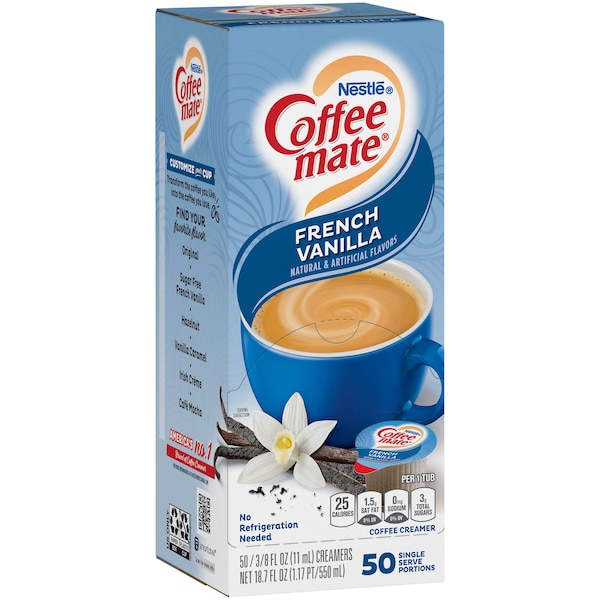 Coffee Mate French Vanilla Single Serve Liquid Creamer .375 oz. Cup, PK200 - 10050000351708
