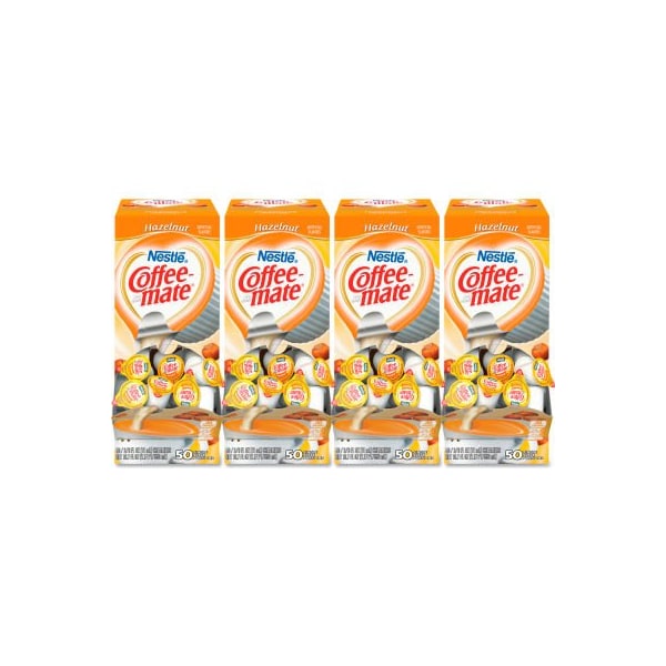 Nestle Coffee-mate  Liquid Coffee Creamer, Hazelnut, 0.38 oz Mini Cups, 200/Carton - NES 35180