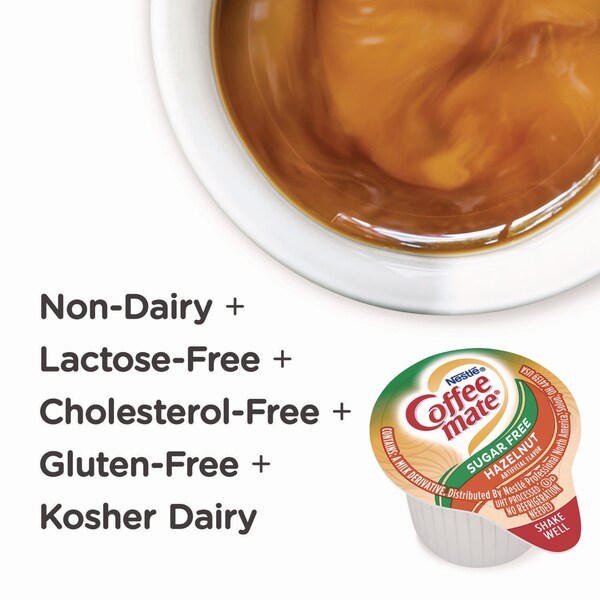 Coffee Mate Liquid Coffee Creamer, Sugar-Free Hazelnut, 0.38 oz Mini Cups, PK50 - 98468BX