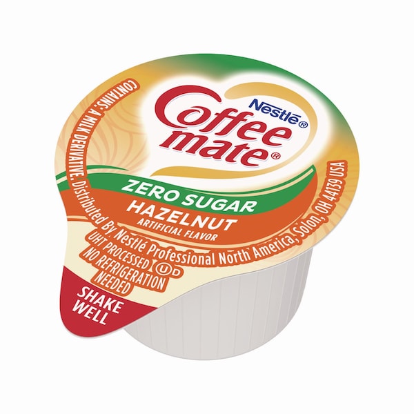 Coffee Mate Liquid Coffee Creamer, Sugar-Free Hazelnut, 0.38 oz Mini Cups, PK50 - 98468BX