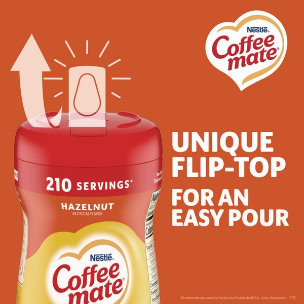 Coffee Mate Hazelnut Creamer Powder, 15 oz Canister - 00050000494002