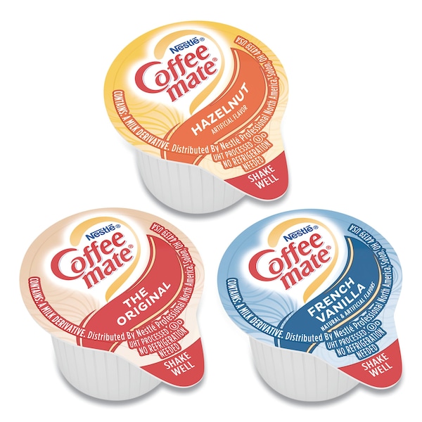 Coffee Mate Liquid Coffee Creamer, French Vanilla/Hazelnut/Orig, 0.38oz Cup, PK150 - 46193CT