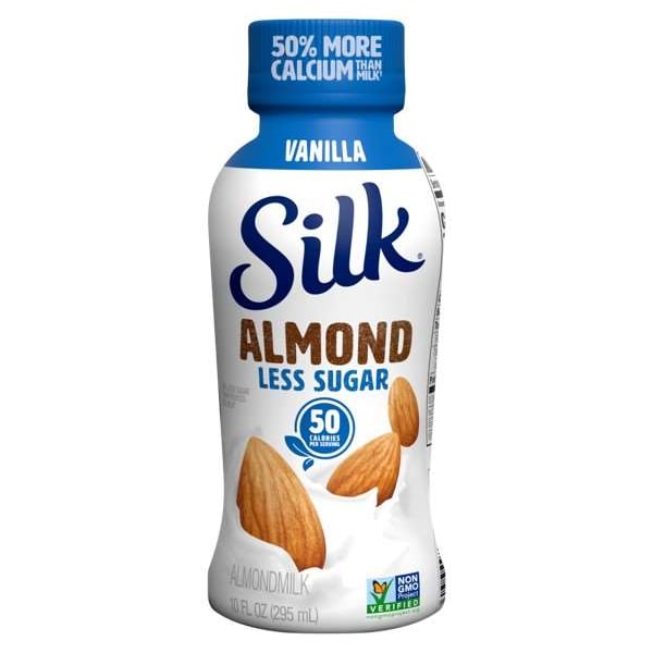 Silk Silk Aseptic Less Sugar Vanilla Almond Milk 10 fl. oz. Bottle, PK12 - 136806