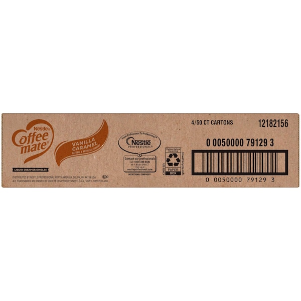 Coffee Mate Vanilla Caramel Single Serve Liquid Creamer .375 oz. Cup, PK200 - 00050000791293