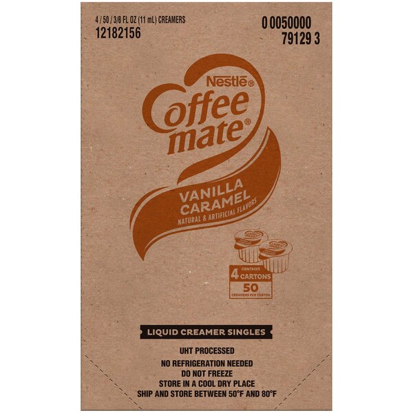 Coffee Mate Vanilla Caramel Single Serve Liquid Creamer .375 oz. Cup, PK200 - 00050000791293