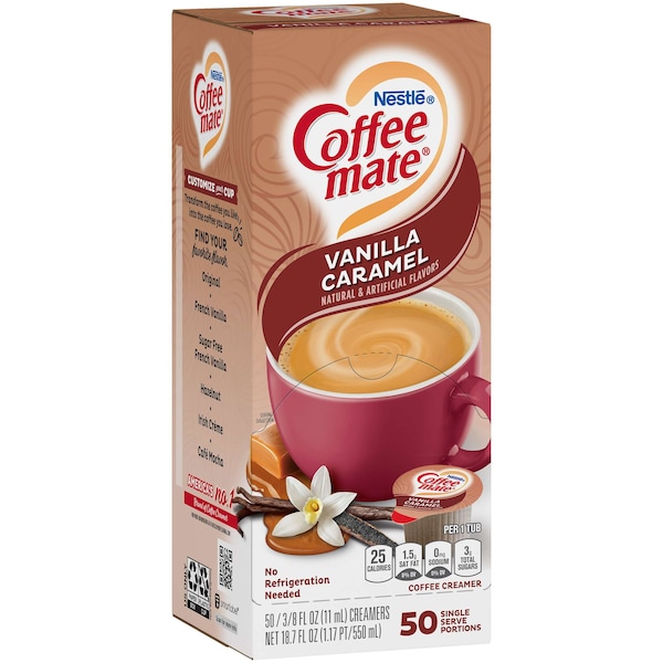 Coffee Mate Vanilla Caramel Single Serve Liquid Creamer .375 oz. Cup, PK200 - 00050000791293