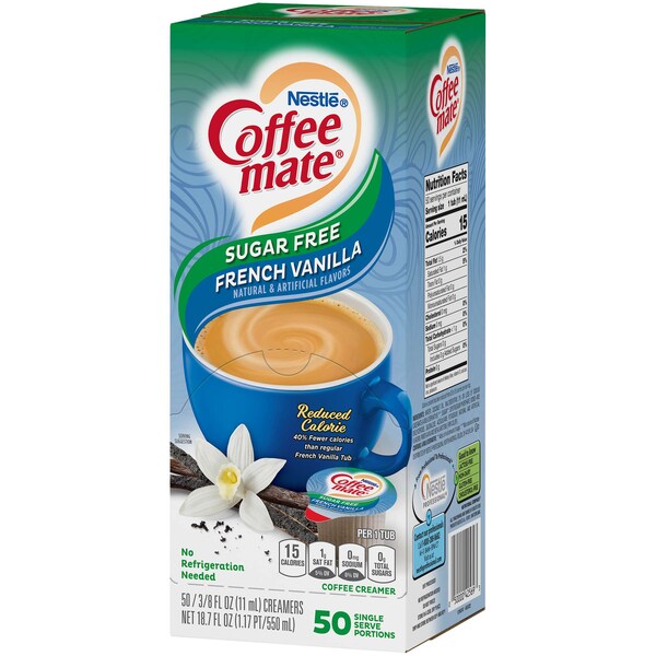 Coffee Mate Sugar Free French Vanilla Single Serve Liquid Creamer .375 oz., PK200 - 00050000917570