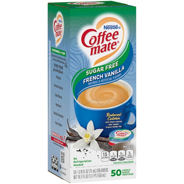 Coffee Mate Sugar Free French Vanilla Single Serve Liquid Creamer .375 oz., PK200 - 00050000917570