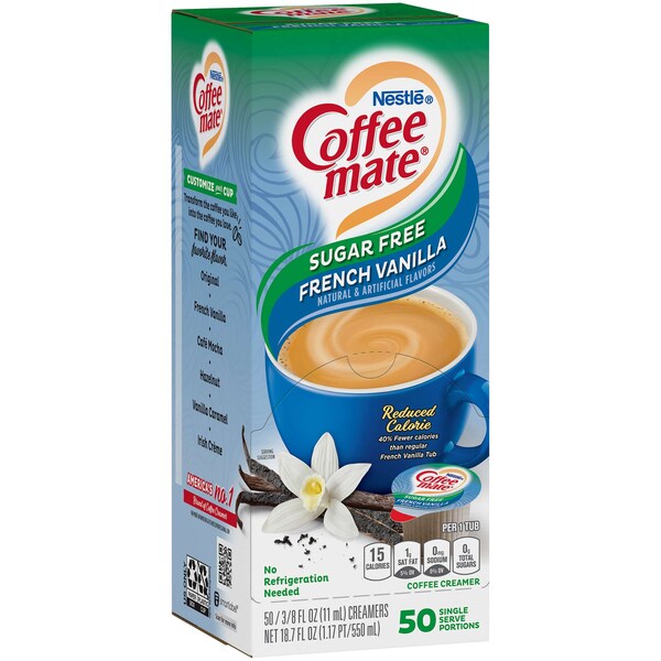 Coffee Mate Sugar Free French Vanilla Single Serve Liquid Creamer .375 oz., PK200 - 00050000917570