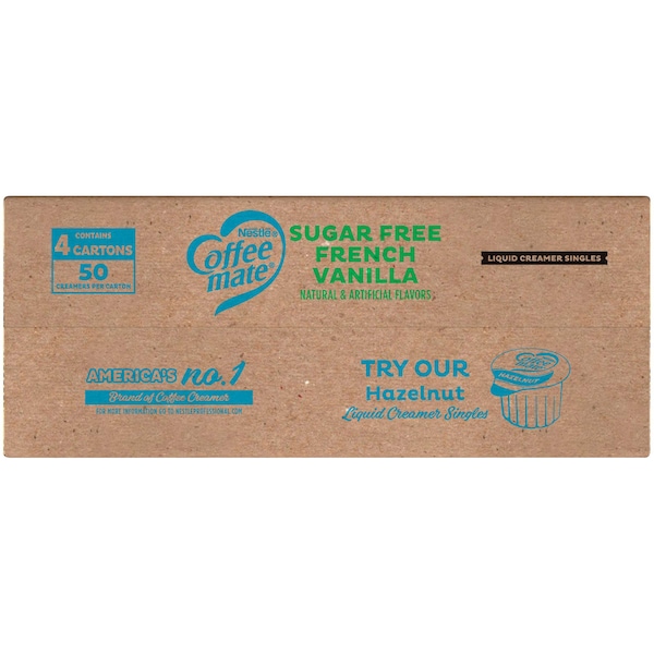 Coffee Mate Sugar Free French Vanilla Single Serve Liquid Creamer .375 oz., PK200 - 00050000917570