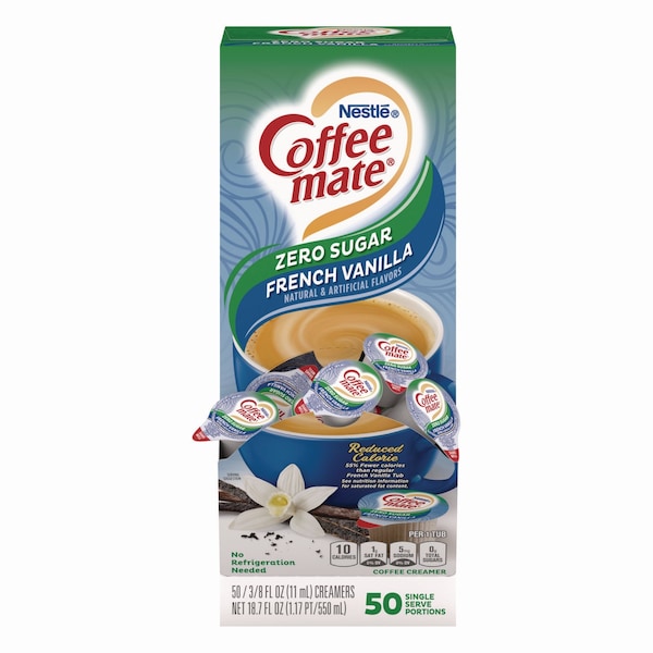 Coffee Mate Liquid Coffee Creamer, Sugar Free French Vanilla, 0.38 oz Mini Cups, 200PK - 12183747