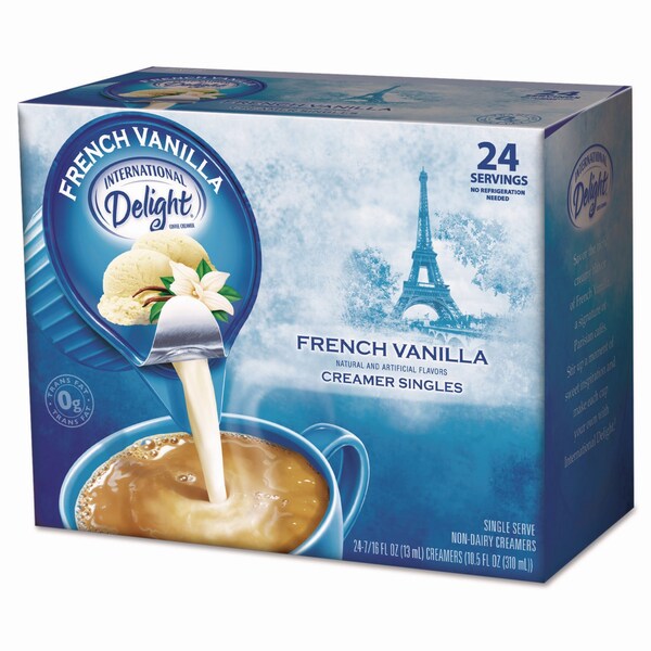 International Delight Flavored Liquid Non-Dairy Coffee Creamer, French Vanilla, 0.44 oz Mini Cups, 24PK - WWI100681