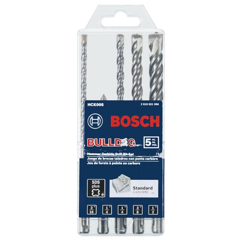 Juego de brocas para martillo rotativo Bosch Bulldog SDS-Plus con punta de carburo (5 piezas) - HCK005