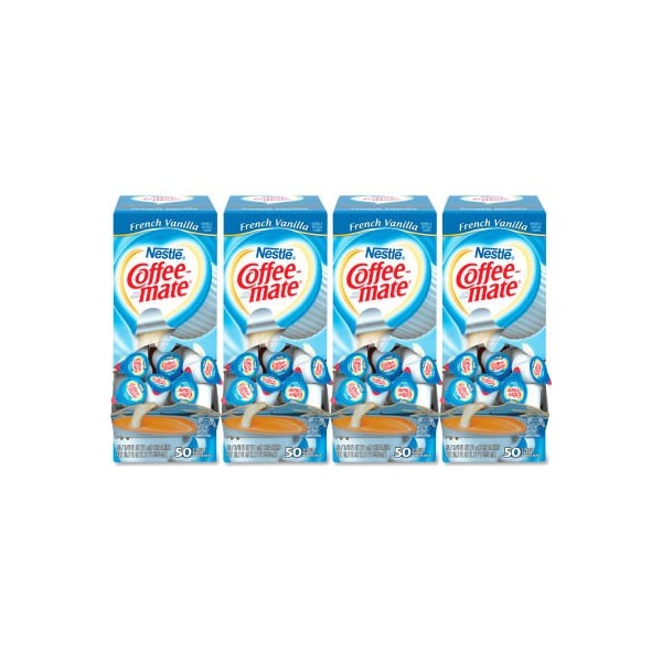 Nestle Coffee mate Liquid Coffee Creamer, French Vanilla, 0.38 oz Mini Cups, 200/Carton - NES 35170