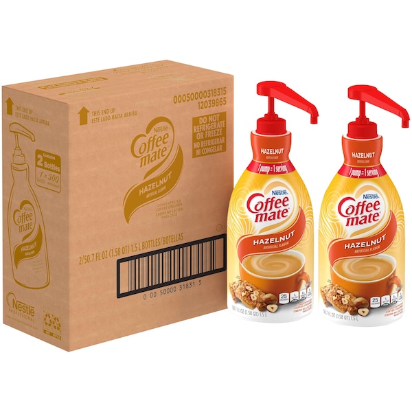Coffee Mate Coffee-Mate Hazelnut Pump Concentrate Liquid Creamer 50.7 oz., PK2 - 00050000318315