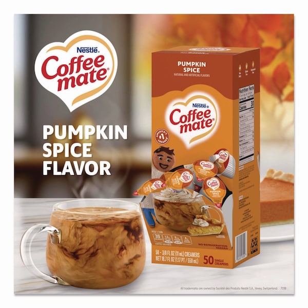 Coffee Mate Liquid Coffee Creamer, Pumpkin Spice, 0.38 oz Mini Cups, 200PK - 12270602