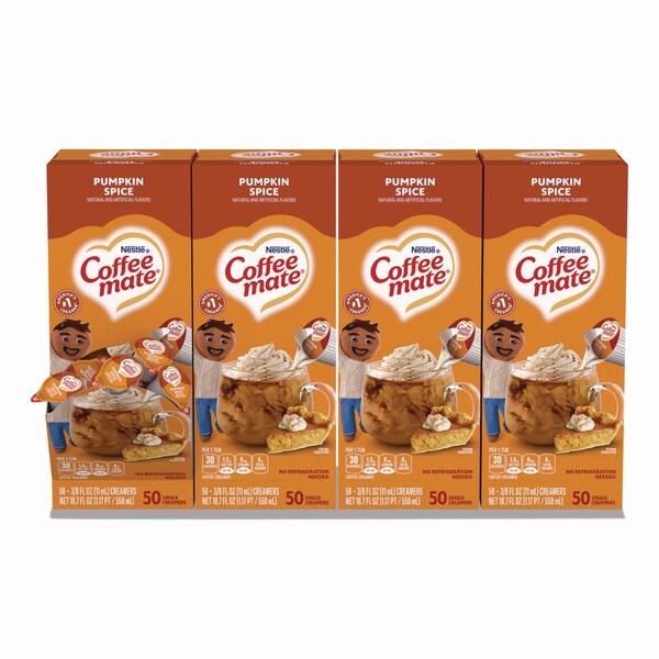 Coffee Mate Liquid Coffee Creamer, Pumpkin Spice, 0.38 oz Mini Cups, 200PK - 12270602