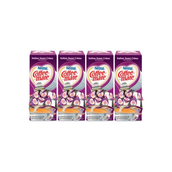 Nestle Coffee-mate Liquid Coffee Creamer, Italian Sweet Creme, 0.38 oz Mini Cups, 200/Carton - 5000084652