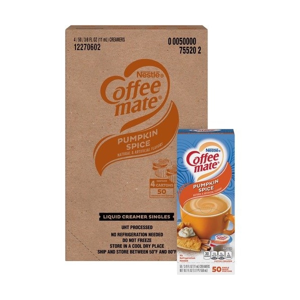 Nestle Coffeemate 75520CT, LIQUID COFFEE CREAMER, PUMPKIN SPICE, 0.38 OZ MINI CUPS - NES75520CT