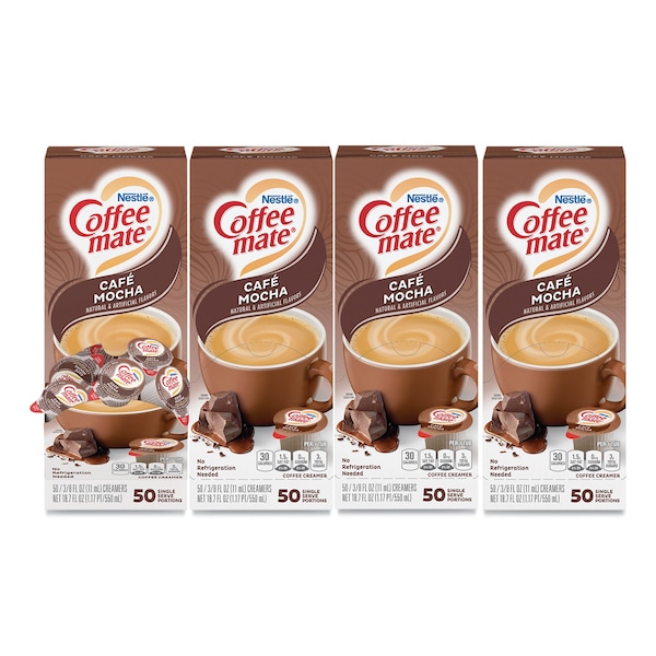 Coffee Mate Liquid Coffee Creamer, Cafe Mocha, 0.38 oz Mini Cups, PK200 - 35115CT
