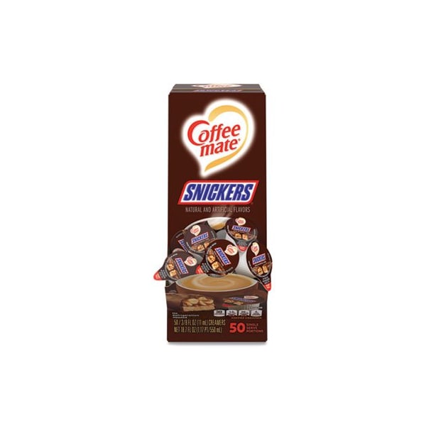 Nestle Coffeemate, LIQUID COFFEE CREAMER, SNICKERS, 0.38 OZ MINI CUPS, 50PK - 61425BX