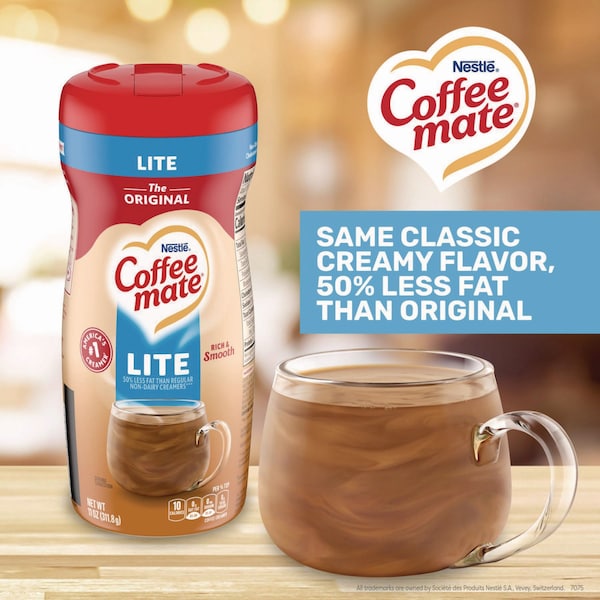 Coffee Mate Powdered Original Lite Creamer, 11 oz Canister, PK12 - 74185CT
