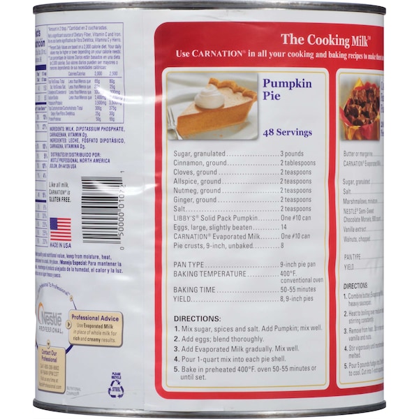 Carnation Nestle Carnation Vitamin D Added Evaporated Milk No 10 Can, PK6 - 10050000010711