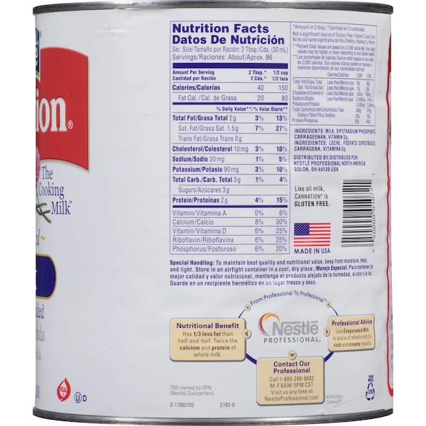 Carnation Nestle Carnation Vitamin D Added Evaporated Milk No 10 Can, PK6 - 10050000010711