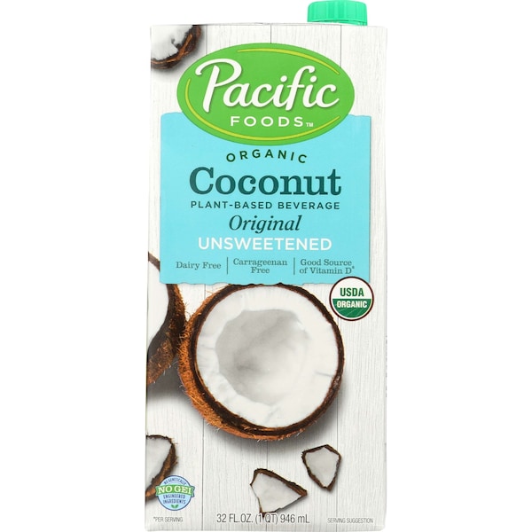 Pacific Foods Organic Original Unsweetened Coconut Milk 32 fl. oz. Carton, PK12 - 06751