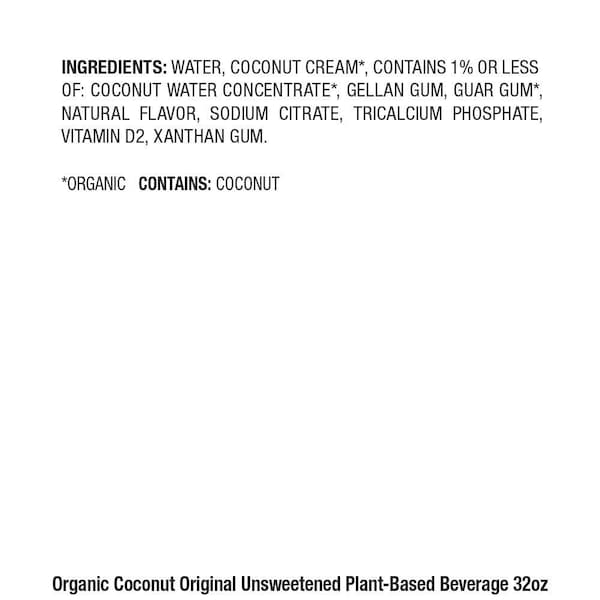 Pacific Foods Organic Original Unsweetened Coconut Milk 32 fl. oz. Carton, PK12 - 06751