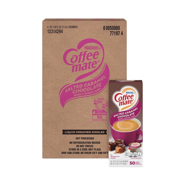 Coffee Mate Liquid Coffee Creamer, Salted Caramel Chocolate, 0.38 oz Mini Cups, 200PK - NESSTCRMCRMRCT