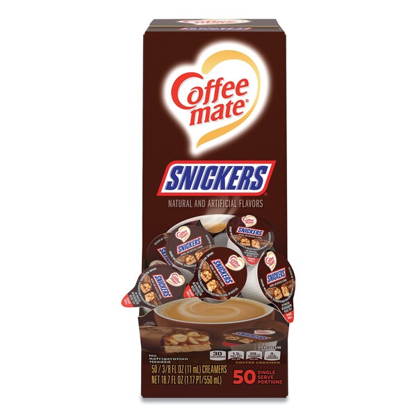 Coffee Mate Liquid Coffee Creamer, Snickers, 0.38oz Mini Cups, PK200 - 61425