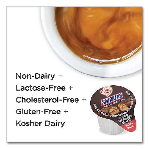 Coffee Mate Liquid Coffee Creamer, Snickers, 0.38oz Mini Cups, PK200 - 61425