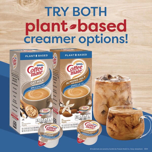 Coffee Mate Plant-Based Almond Milk Non-Dairy Liquid Creamer Singles, Natural Vanilla, 0.38 oz Tubs, 200PK - 12461537