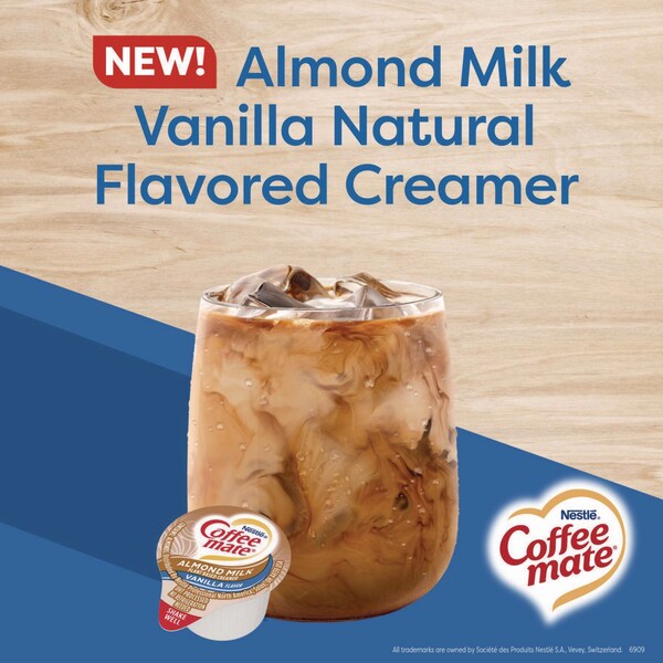 Coffee Mate Plant-Based Almond Milk Non-Dairy Liquid Creamer Singles, Natural Vanilla, 0.38 oz Tubs, 200PK - 12461537