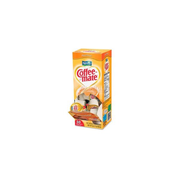 Nestle Coffee-Mate Non-Dairy Liquid Creamer Singles, Hazelnut, 0.375 oz., 50/Box - NES35180BX