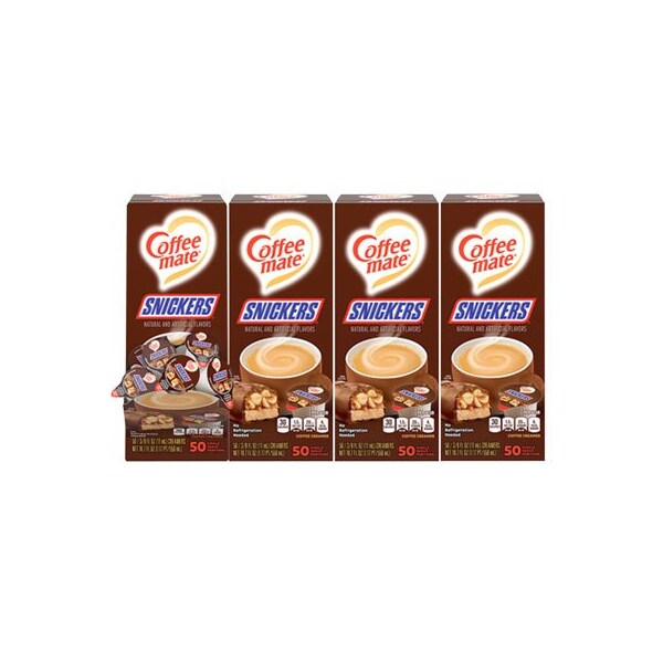 Nestle Coffeemate, LIQUID COFFEE CREAMER, SNICKERS, 0.38 OZ MINI CUPS, 200PK - 61425CT