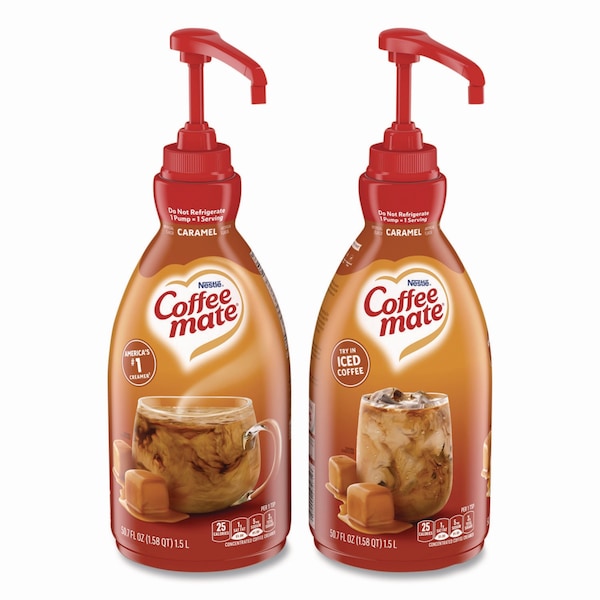 Coffee Mate Liquid Creamer Pump Bottle, Caramel, 50.7 oz Pump Bottle, 2PK - NES73358CT